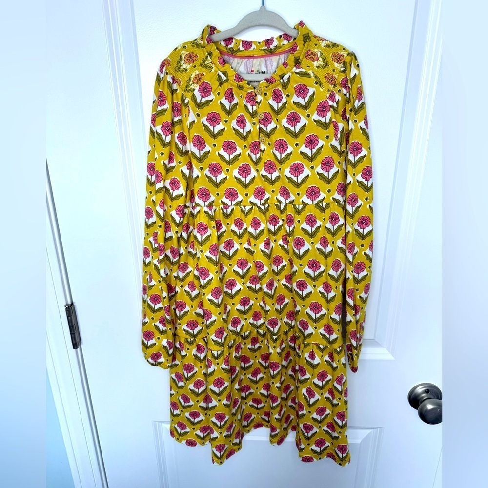 Mini Boden Kids’ Floral Long Sleeve Cotton Tiered Dress Size 8-9Y